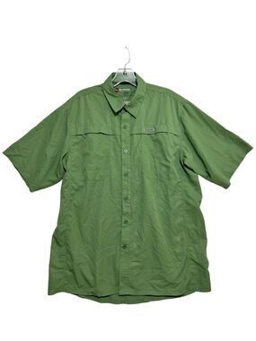 Simms Guide Series Fishing Shirt Mens Large Green Vented Ripstop Short Sleeve